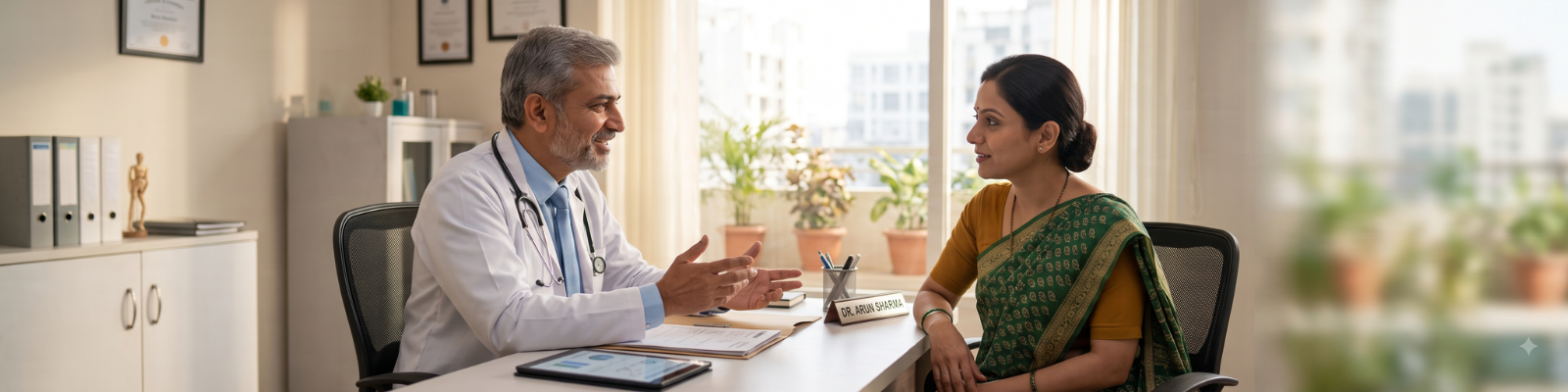 Doctor examining a woman for thyroid cancer symptoms