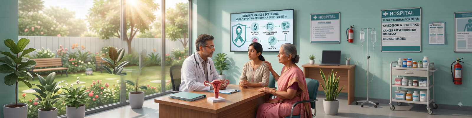  Female doctor explaining cervical cancer screening to a patient