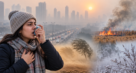 Winter asthma triggers caused by air pollution and cold weather