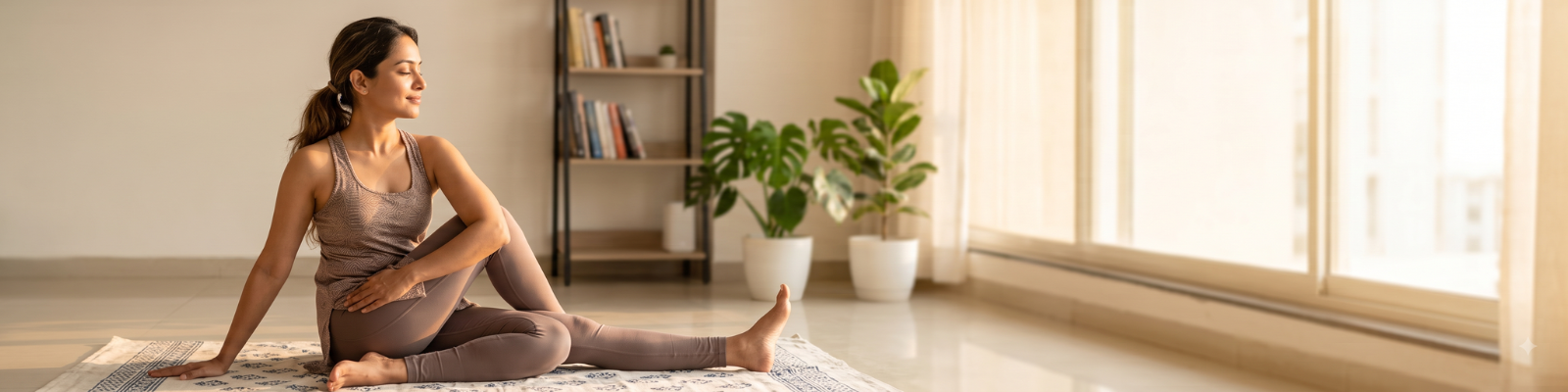 Indian woman practising yoga to support digestive health