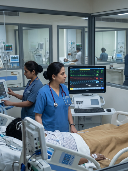 ICU treatment with continuous monitoring and critical care in Gurugram