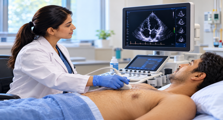 2D echo test showing heart imaging