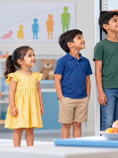 Pediatrician monitoring healthy weight and growth in children