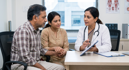 A doctor discussing prostate health and PSA screening with a male patient.