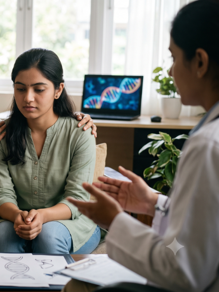 Doctor discussing breast cancer genetic testing with a patient