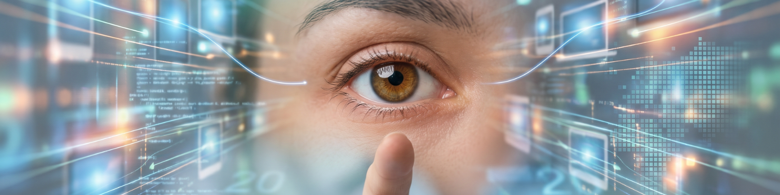 Woman experiencing digital eye strain while using a laptop