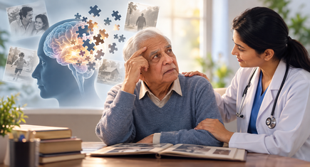 Elderly person experiencing memory loss, representing the early signs of Alzheimer's disease