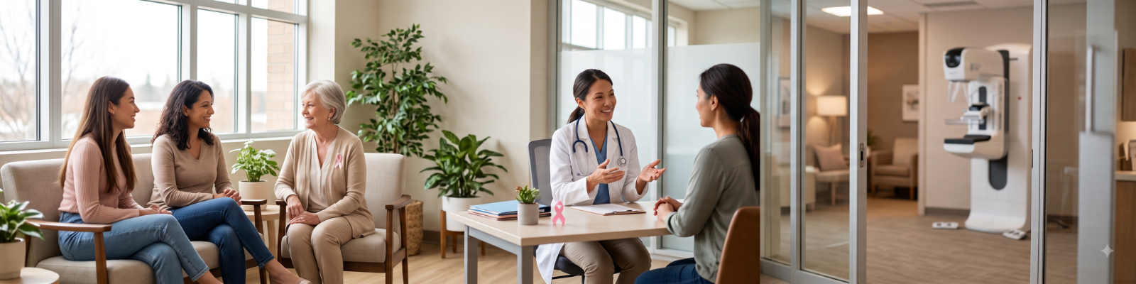 Woman discussing breast cancer screening with a doctor for early detection