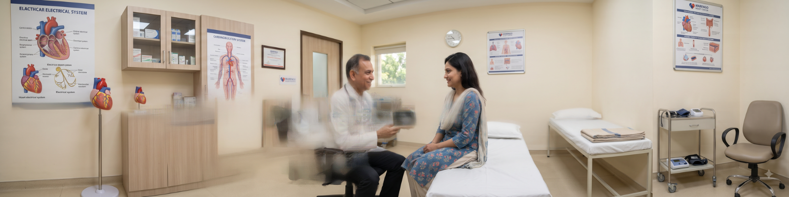 Doctor explaining 2D echo test results to a patient