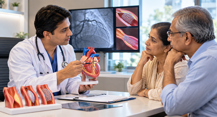 Heart blockage treatment consultation with cardiologist